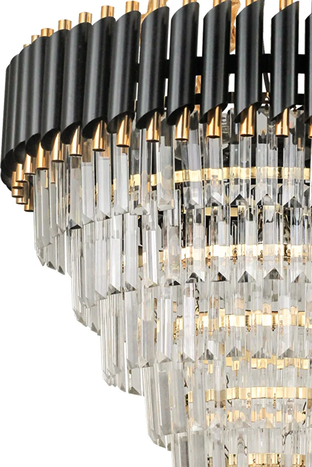 Palmira 60 Cm'lik Kristal Taşlı Lüks Avize 6'lı - (siyah-gold)